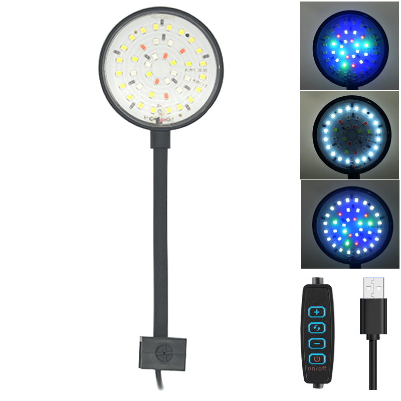 Aquarium Fish Only - USB 水族館 LED ランプ水槽ライト装飾水生植物複数のモード調光可能な明度フルスペクトルミニクリップライト 5V