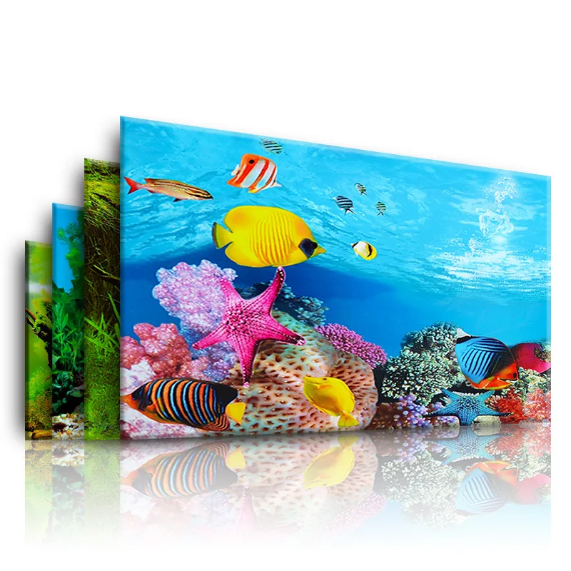 Aquarium Fish Poster - 水族館の背景 3d ステッカーポスター水槽水族館の背景アクセサリー装飾海洋植物 Aquascape 絵画