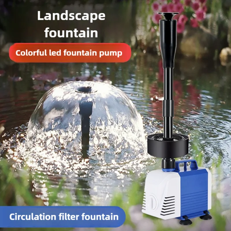 Aquarium Fish Care - 110V 220V 魚の池噴水ポンプ小型 LED ランプ噴水水ポンプ水槽風景循環フィルターポンプ酸素増加