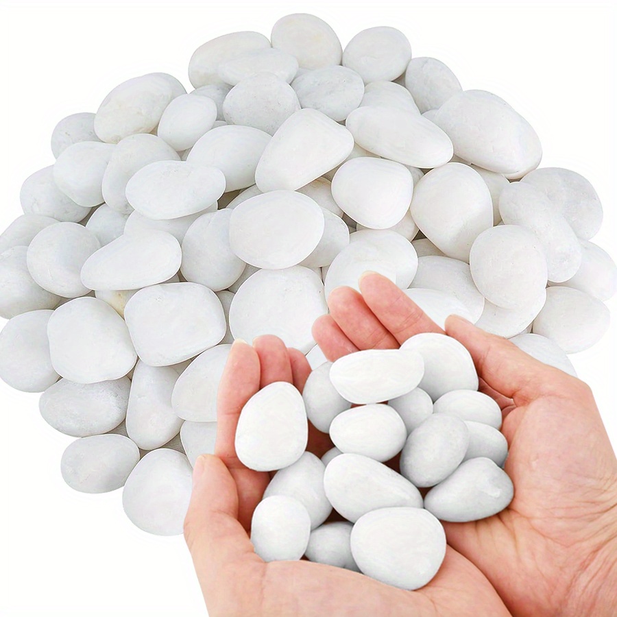 Aquarium Fish Only - 200/400g ホワイト高研磨天然玉石 2-3cm 中庭景観装飾石、植物の鉢、水槽用小石 JXB