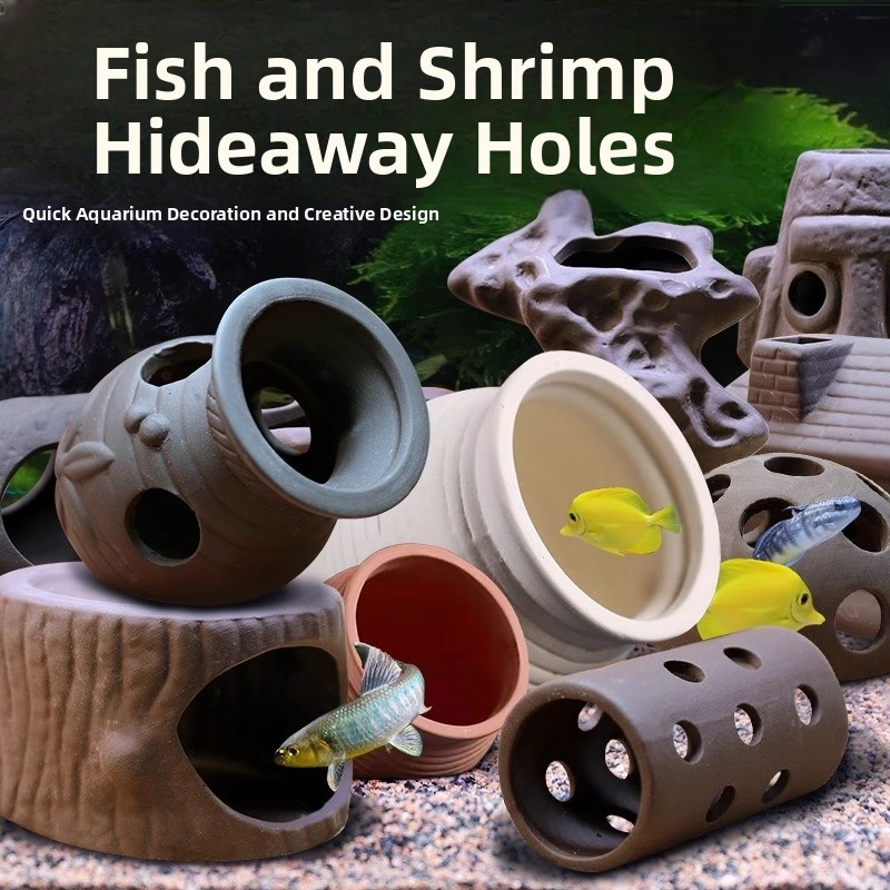 Aquarium Fish Reproduction - 魚やエビの繁殖用の隠れ穴付き粘土製水槽、オウムガラシやトリガーフィッシュの水槽装飾