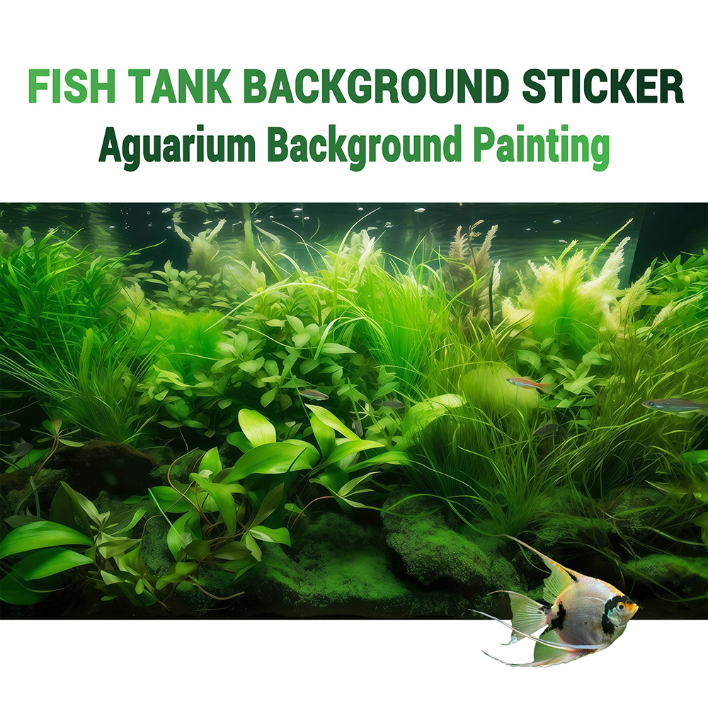 Aquarium Fish Paradise - 水草パラダイス、水槽背景画、水槽ステッカー、爬虫類水槽ステッカー、HD、粘着式、風景装飾品