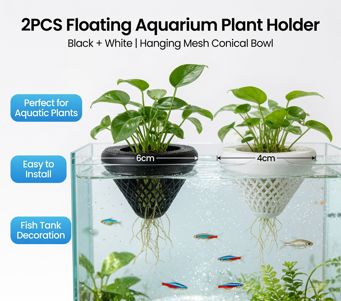 2個入りフローティングアクアリウムプラントホルダー、水槽用吊 - Aquarium Fish For Sale Online のレビューと価格