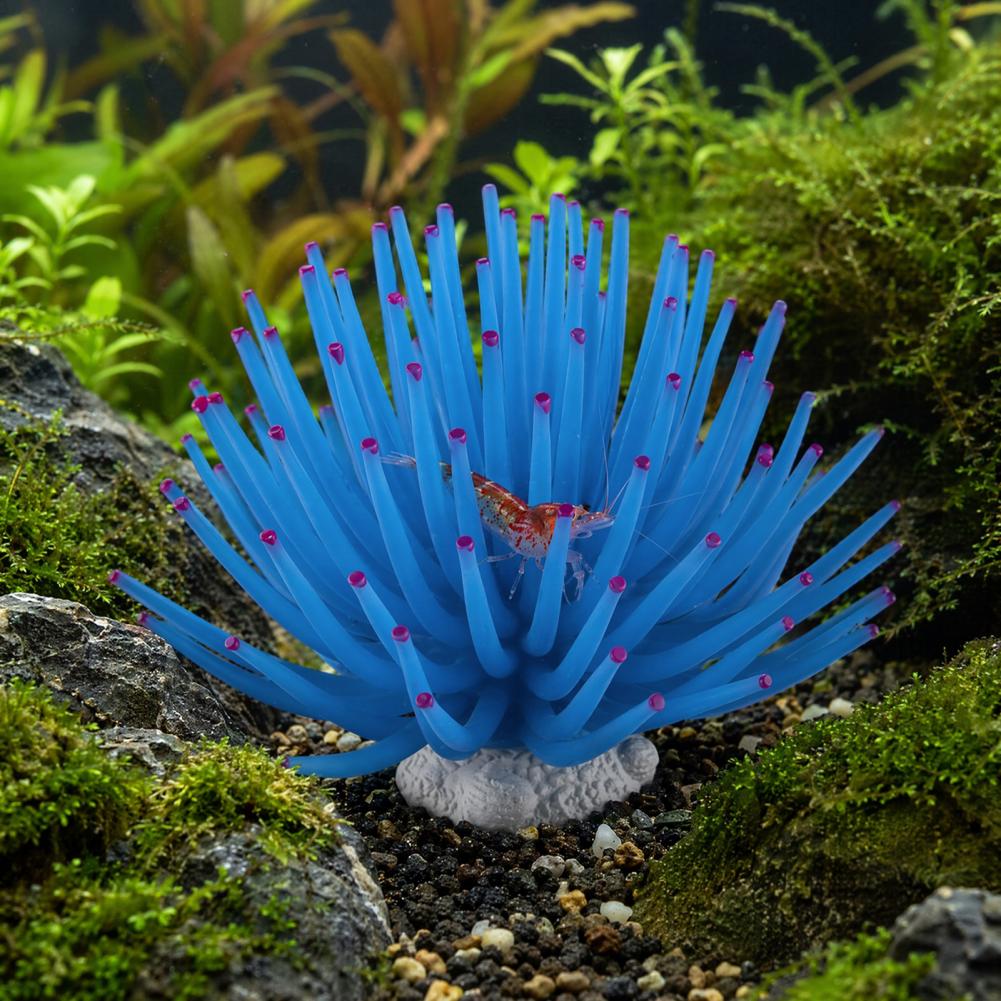 水槽飾り シリコン製海アネモネ 水槽装飾 リアルな青い飾り  - Aquarium Fish Accessories のレビューと価格