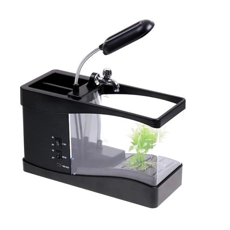 USBデスクトップミニ水槽 LEDライトランプ付き LCDデ - Aquarium Fish Electric のレビューと価格