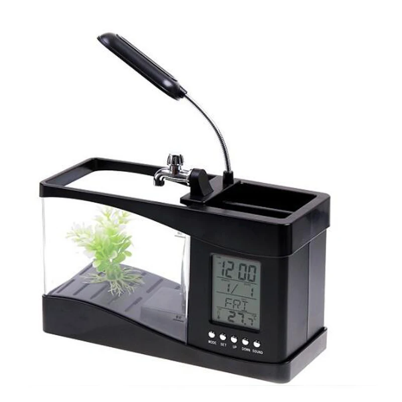 USBデスクトップミニ水槽 LEDライトランプ付き LCDデ - Aquarium Fish Electric のレビューと価格