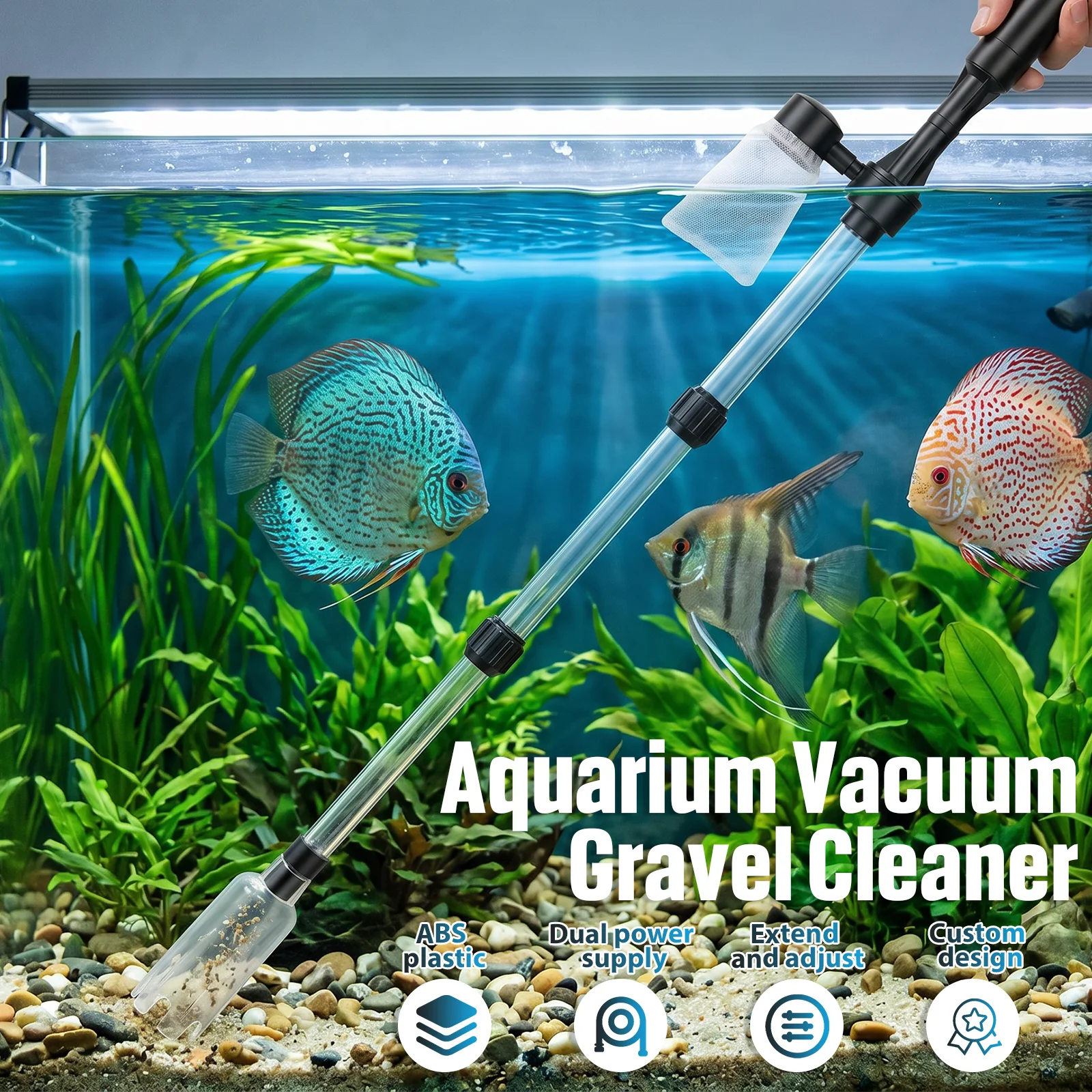 水槽掃除機 3in1 電動式砂吸い上げ機 水換え機能付き 魚 - Aquarium Fish Electric のレビューと価格