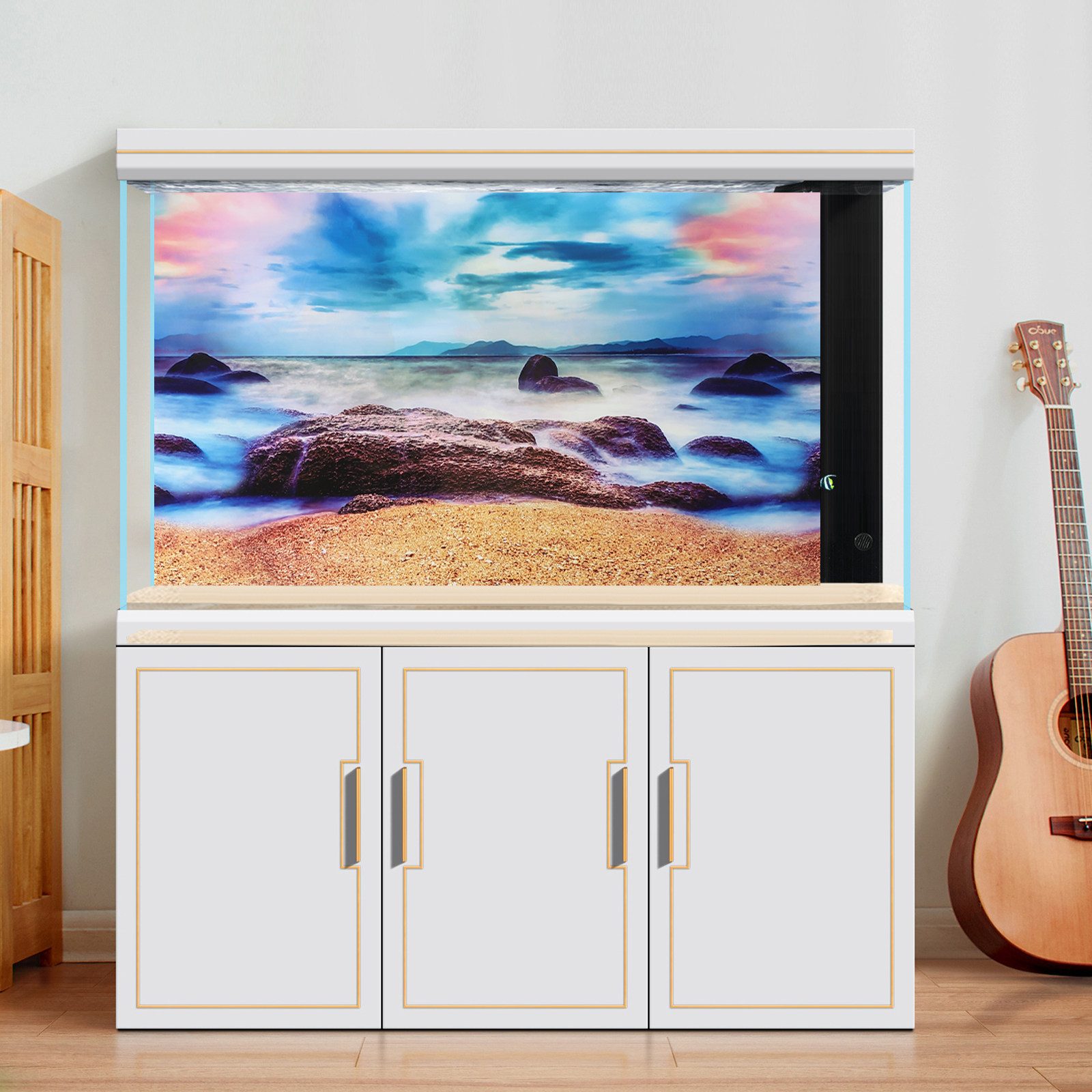 水槽用紙3D HD装飾リムーバブル水槽ポスター厚手植物ステッ - Aquarium Fish Poster のレビューと価格