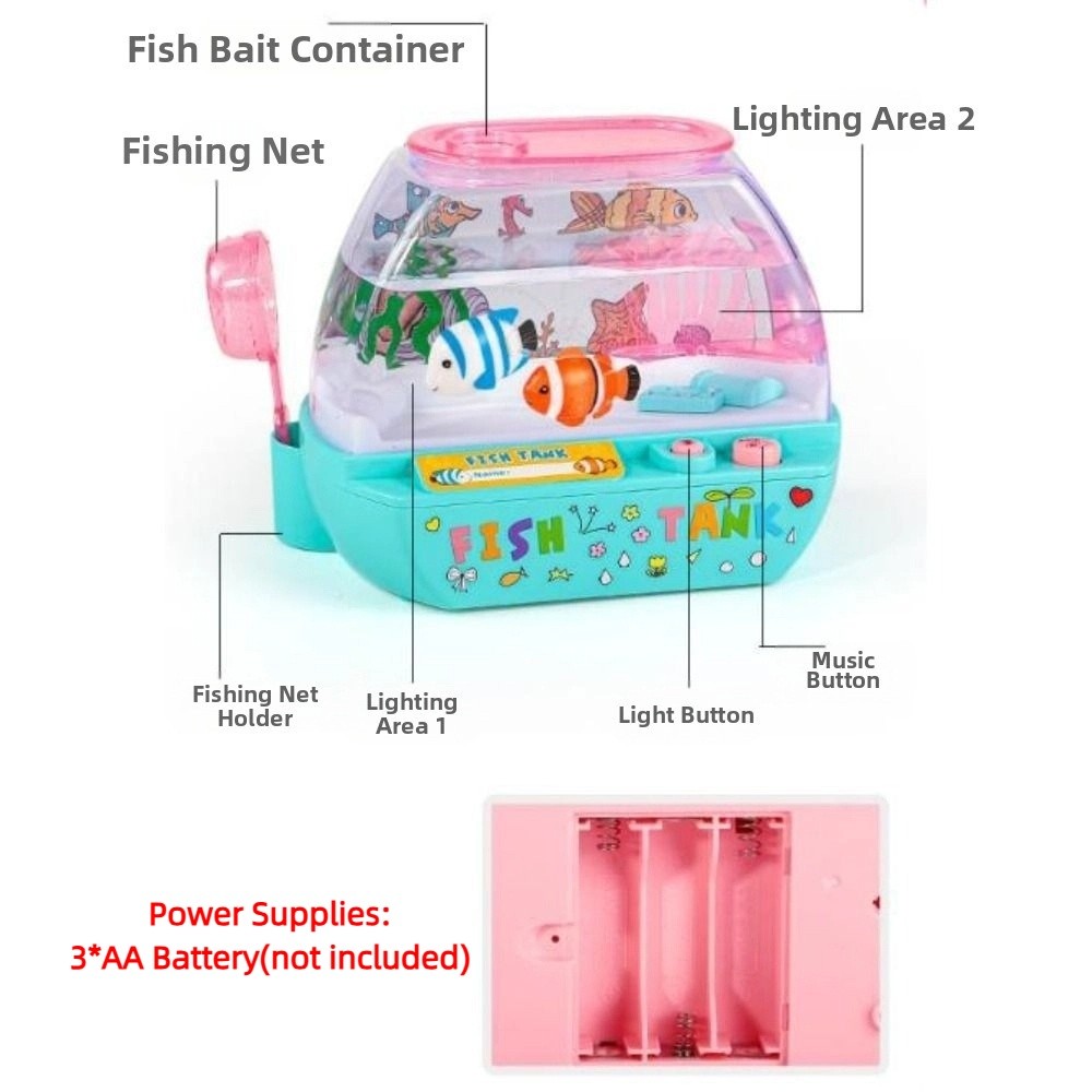 創造的な人工水槽のおもちゃ、音楽と光付きの漫画風ミニシミュレ - Aquarium Fish Electric のレビューと価格