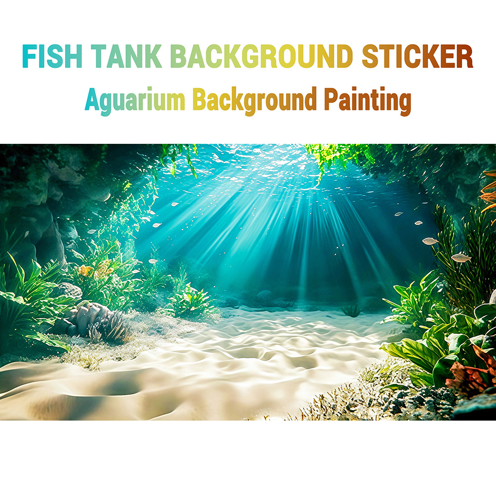 ビーチシークレットランド、水槽背景画、水槽背景ステッカー、前 - Aquarium Fishland のレビューと価格