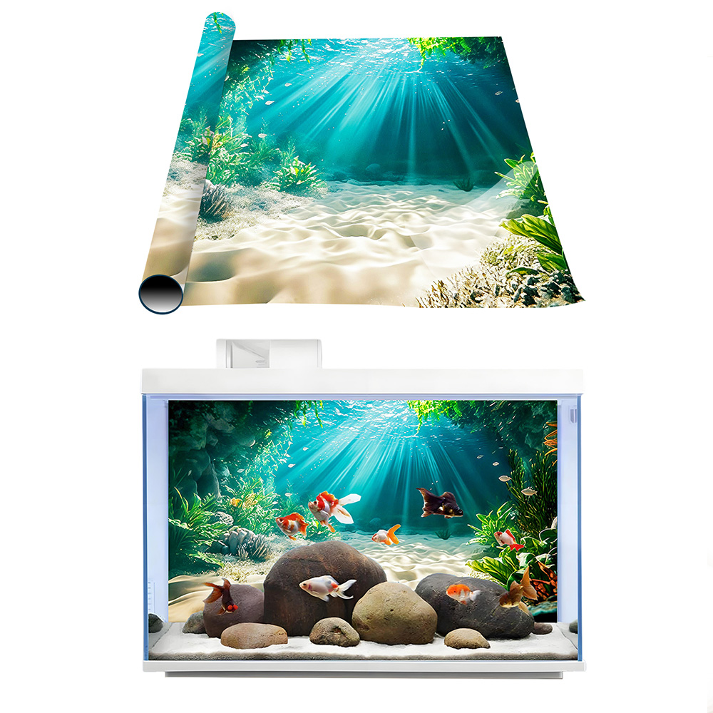 ビーチシークレットランド、水槽背景画、水槽背景ステッカー、前 - Aquarium Fishland のレビューと価格