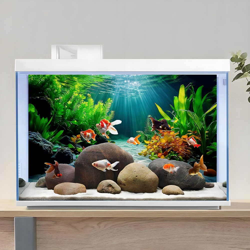 カラフルな水生植物の楽園、水槽背景画、水槽ステッカー、粘着式 - Aquarium Fish Paradise のレビューと価格