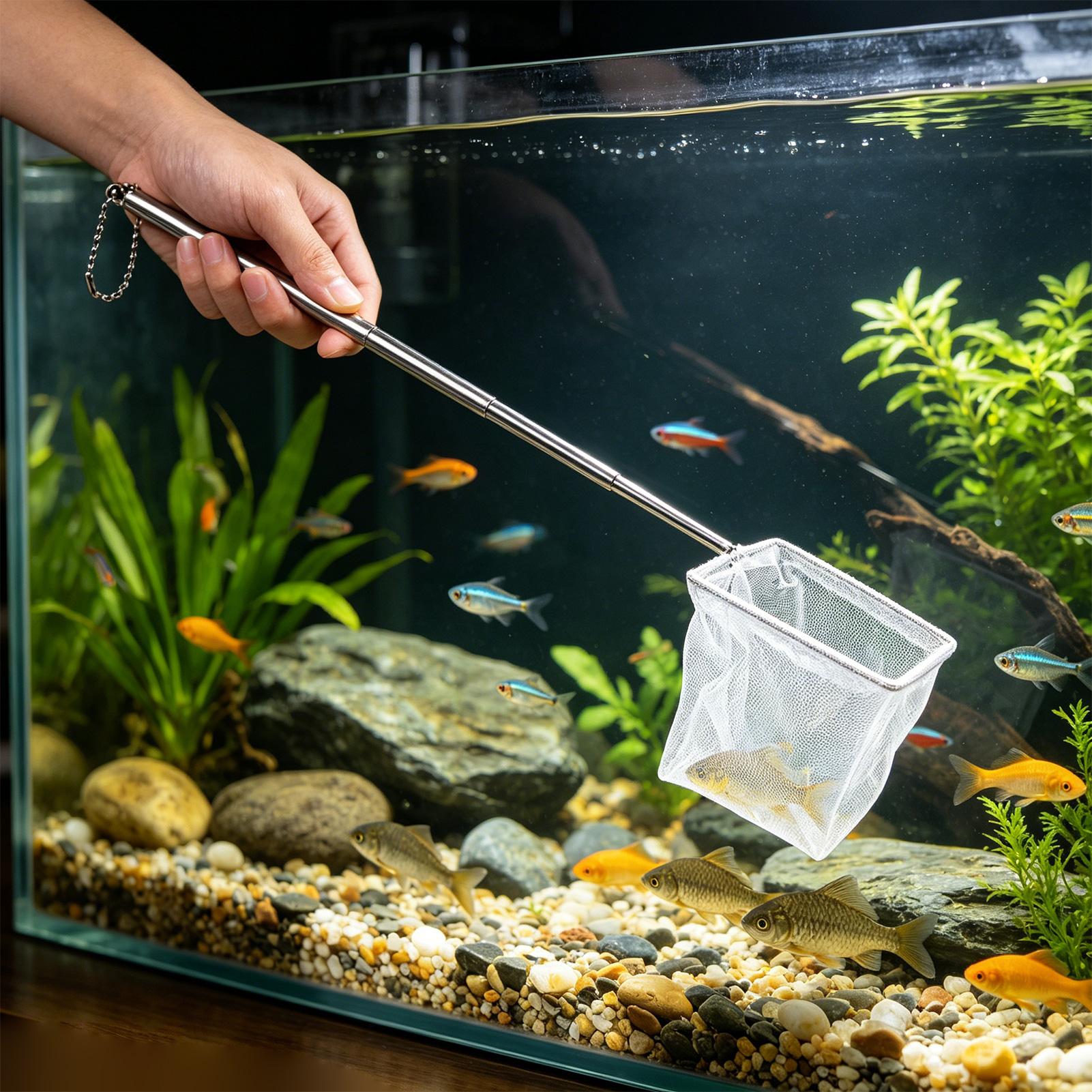 2 個の小さな魚網伸縮ハンドルステンレス鋼ランディングディッ - Aquarium Fishland のレビューと価格