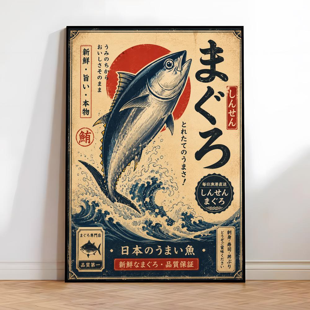 ヴィンテージ日本の魚寿司ラミアン麺書道絵画ルームホーム寝室イ - Aquarium Fish Poster のレビューと価格